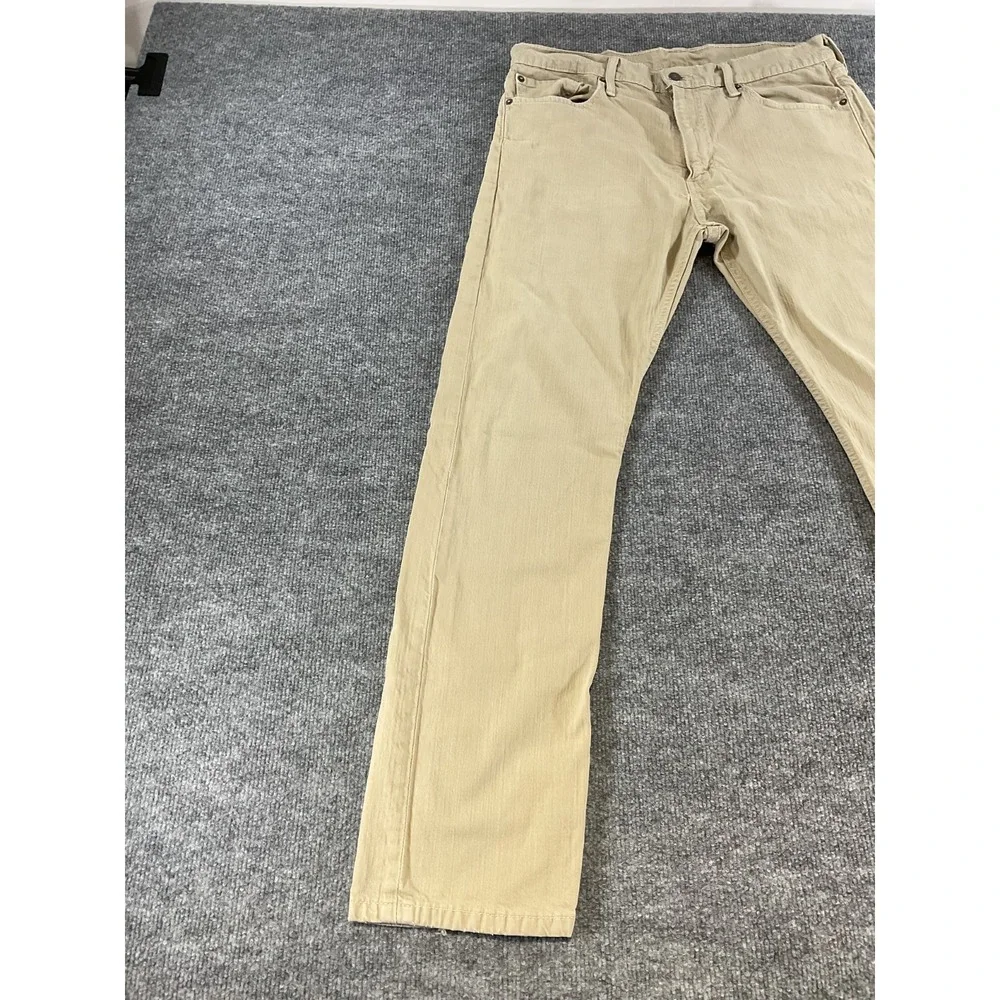 Levi's 513 Slim Straight Jeans Mens 34x32 Khaki Tan Denim Pants Modern Fit Casua